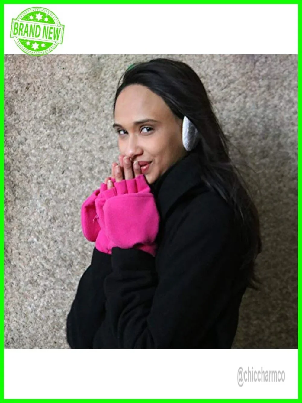 Fingerless Gloves with Zipper Phone Pocket, Adjustable Magnetic Mittens, Fleece